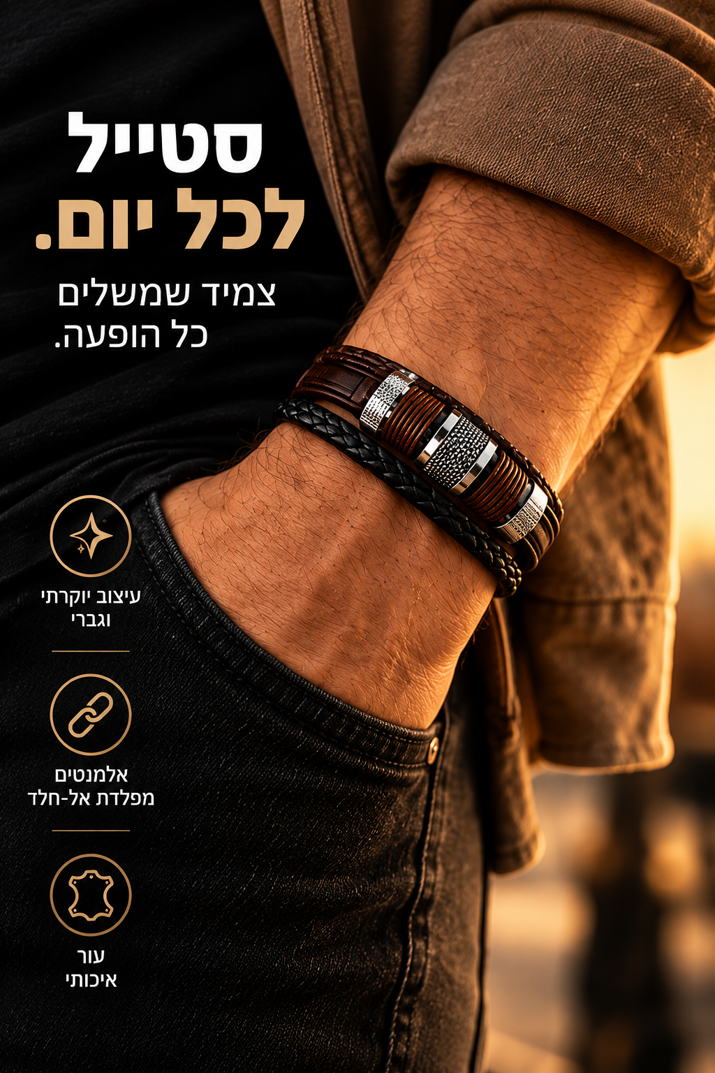צמיד עור לגבר בזמן נהיגה במראה יוקרתי וגברי – Lumvio Active
