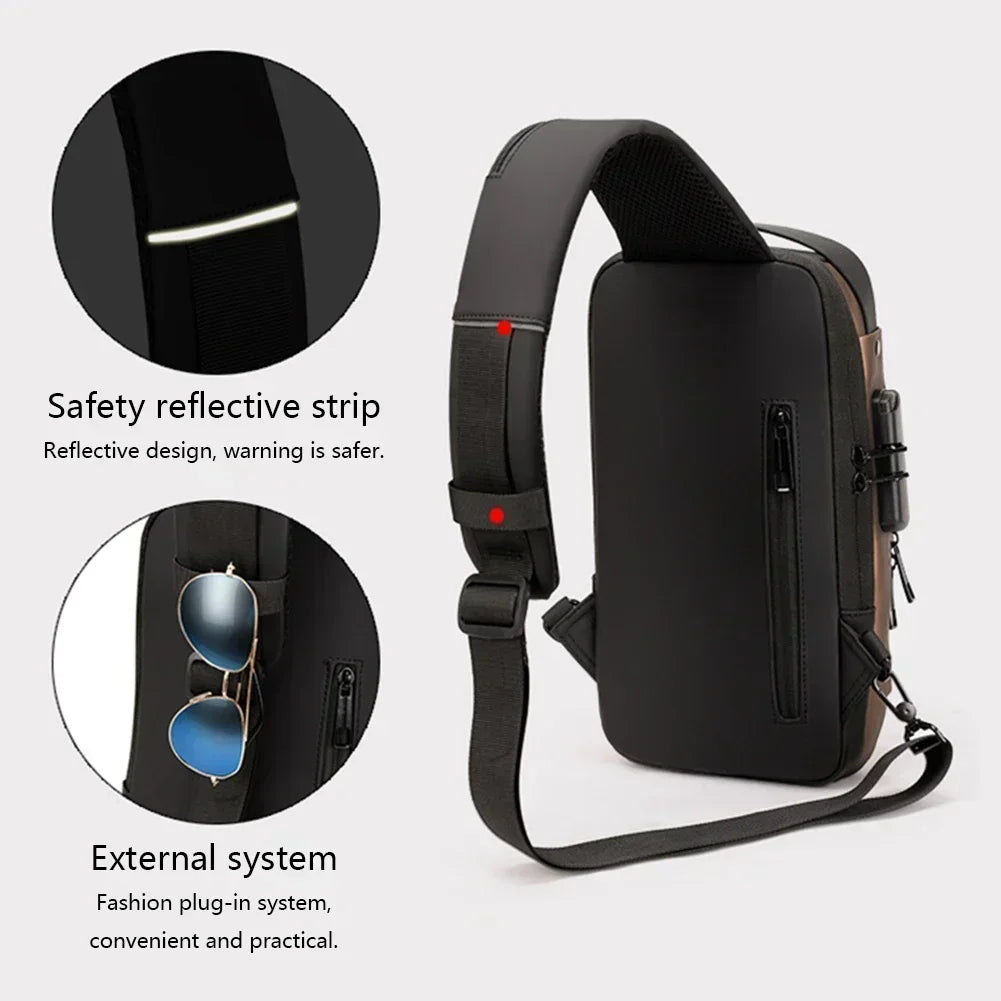 תיק צד מעוצב רב תחליטי לגבר/לאישה מבית‏ Crossbody‏ .
מיקום יעודי לחיבור USB, אפשרות לקוד 3 ספרות , נוח וקל לנשיאה .