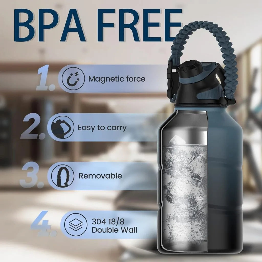 Thermos Bottle 1.9L Large Capacity Stainless Steel Thermal Water Bottle Cold and Hot Vacuum Flask with Rope Gym
