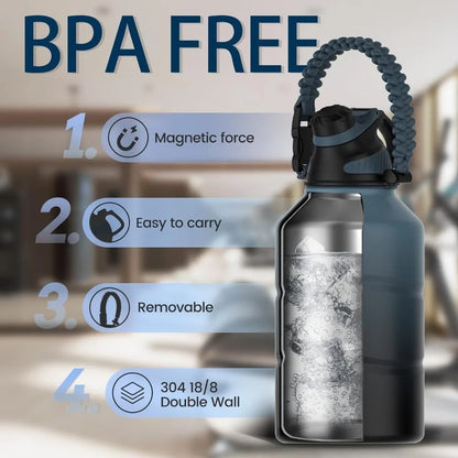 Thermos Bottle 1.9L Large Capacity Stainless Steel Thermal Water Bottle Cold and Hot Vacuum Flask with Rope Gym