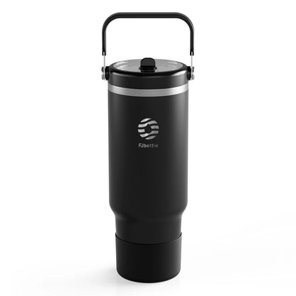 כוס ואקום Fjbottle עם מכסה קש, כוס קפה נירוסטה 1200 מ"ל עם ידית, ספל נסיעות בקבוק ריק בקבוק מים לרכב