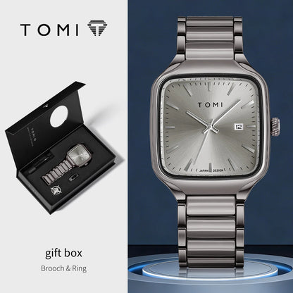 שעון קוורץ לגברים של TOMI.
אופנתי, חפתים , טבעת, שעון קופסה כמתנה לגברים.