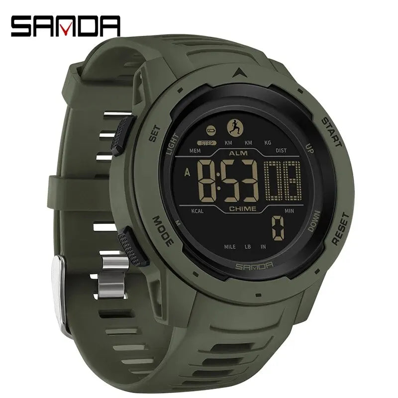 Brand Men Watches Sports Pedometer Calories 50M Waterproof LED Digital Watch Military Wristwatch Relogio Masculino 2145