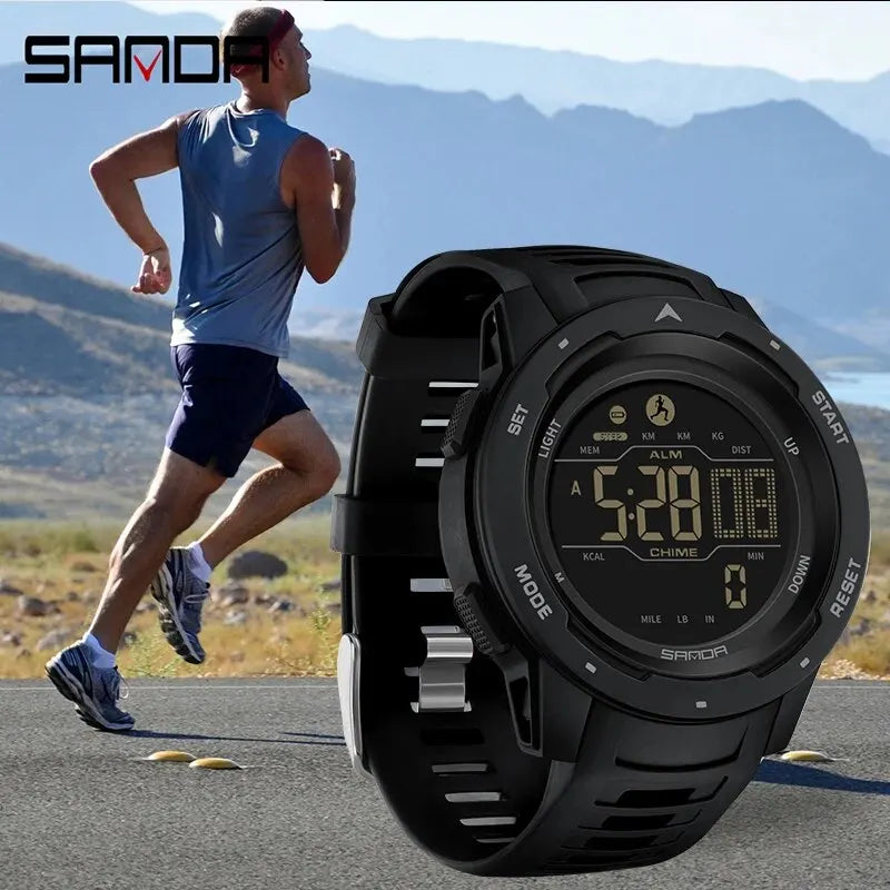 Brand Men Watches Sports Pedometer Calories 50M Waterproof LED Digital Watch Military Wristwatch Relogio Masculino 2145