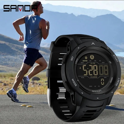 Brand Men Watches Sports Pedometer Calories 50M Waterproof LED Digital Watch Military Wristwatch Relogio Masculino 2145