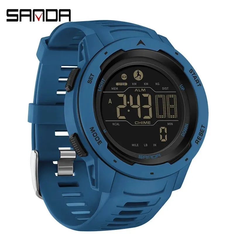 Brand Men Watches Sports Pedometer Calories 50M Waterproof LED Digital Watch Military Wristwatch Relogio Masculino 2145