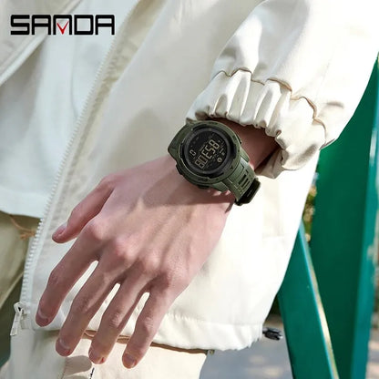 Brand Men Watches Sports Pedometer Calories 50M Waterproof LED Digital Watch Military Wristwatch Relogio Masculino 2145
