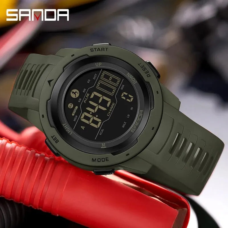 Brand Men Watches Sports Pedometer Calories 50M Waterproof LED Digital Watch Military Wristwatch Relogio Masculino 2145