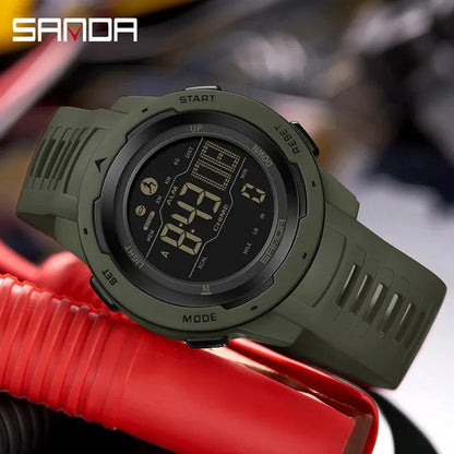Brand Men Watches Sports Pedometer Calories 50M Waterproof LED Digital Watch Military Wristwatch Relogio Masculino 2145