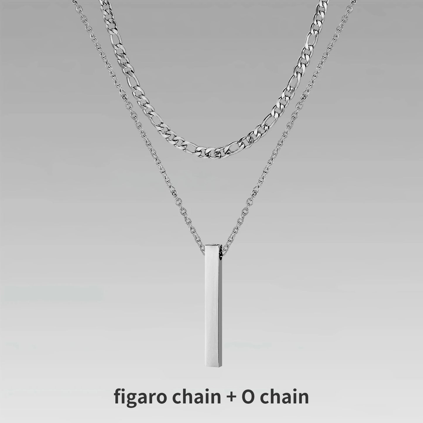 שרשרת בר אנכית 3D של Vnox עבור גברים, תליון גיאומטרי מפלדת אל-חלד בשכבות, שרשרת קובנית מחוטי חיטה בשכבות, קולר לילדים