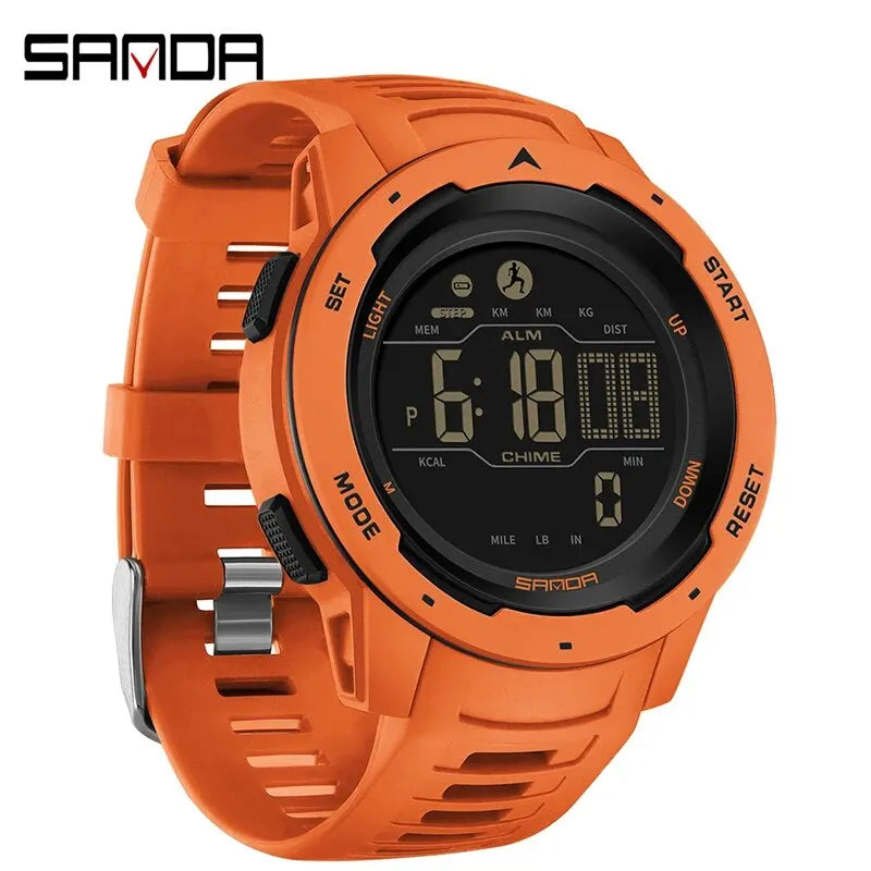 Brand Men Watches Sports Pedometer Calories 50M Waterproof LED Digital Watch Military Wristwatch Relogio Masculino 2145
