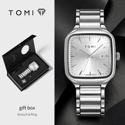 שעון קוורץ לגברים של TOMI.
אופנתי, חפתים , טבעת, שעון קופסה כמתנה לגברים.