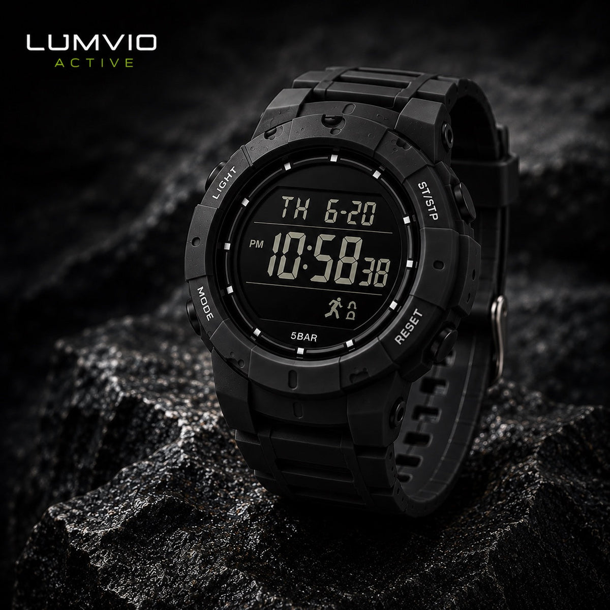 שעון ספורט דיגיטלי יוניסקס בצבע שחור - Lumvio Active