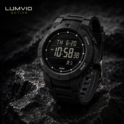 שעון ספורט דיגיטלי יוניסקס בצבע שחור - Lumvio Active