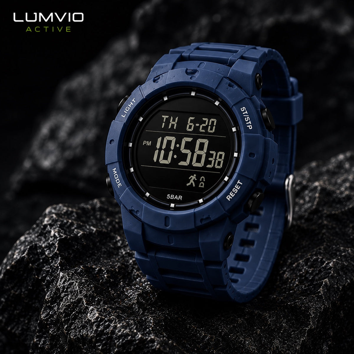 שעון ספורט דיגיטלי יוניסקס בצבע כחול - Lumvio Active