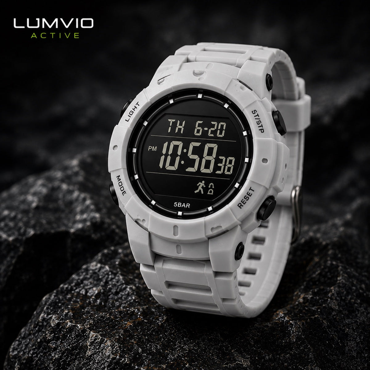 שעון ספורט דיגיטלי יוניסקס בצבע אפור בהיר - Lumvio Active
