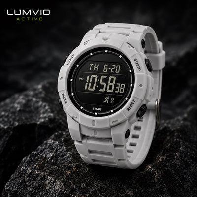 שעון ספורט דיגיטלי יוניסקס בצבע אפור בהיר - Lumvio Active