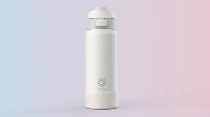 בקבוק תרמוס מפלדת אל-חלד מבית Lumvio Active. ספורטיבי עם מחזיק טלפון מגנטי, מכסה קופץ וכוס מבודדת
